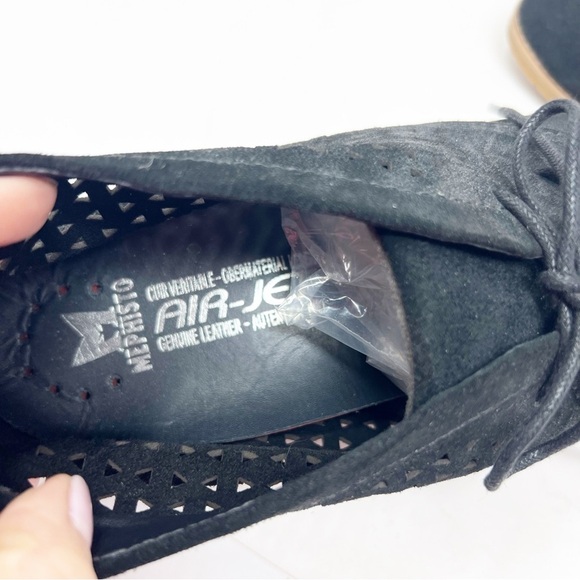 MEPHISTO BLACK SUEDE PERFORATED LASER CUT LACE UP ANKLE BOOTIES BOOTS SZ 11 - Picture 6 of 9